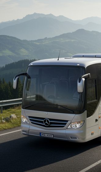 Bus mit Fahrer auf der Straße